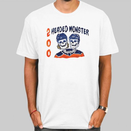 T Shirt White Horror 2 Headed Monster