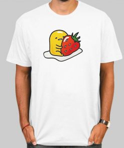 T Shirt White Strawberry Hug Gudetama