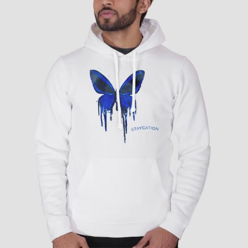 Hoodie White Cute Staycation Butterfly