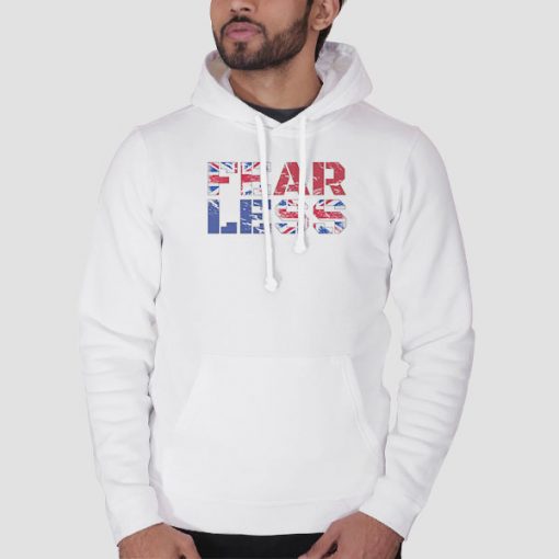 Hoodie White Funny American Flag Fearless
