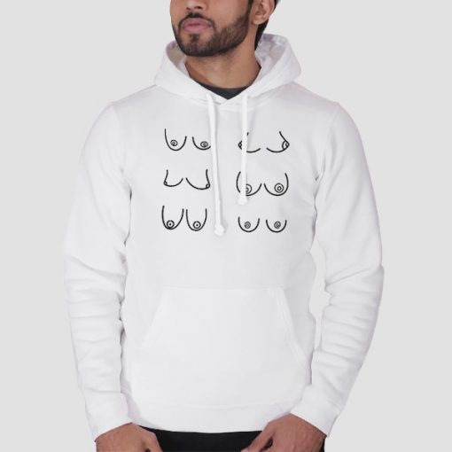 Hoodie White Funny Graphic Boob