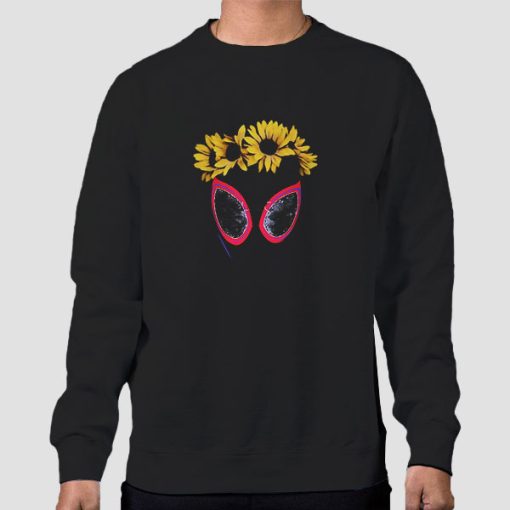 Sweatshirt Black Sunflower Spiderman Funny