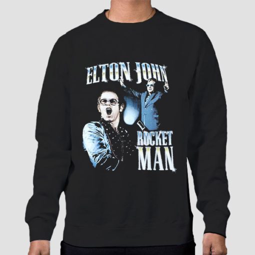 Sweatshirt Black Vintage Bootleg Elton John