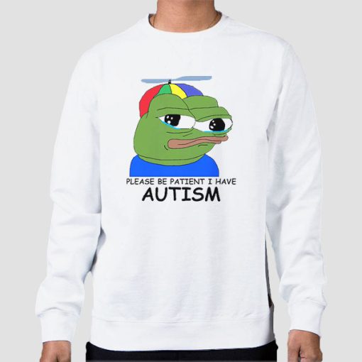 Sweatshirt White Funny Autism Pepe