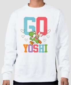 Sweatshirt White Funny Character Go Yoshi