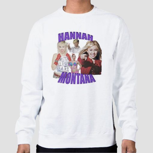 Sweatshirt White Vintage Bootleg Hannah Montana