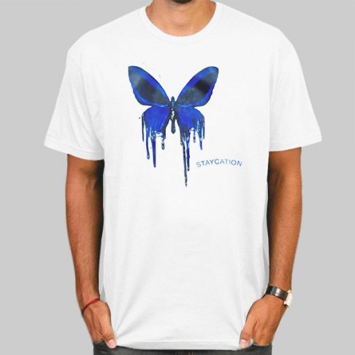 T Shirt White Cute Staycation Butterfly