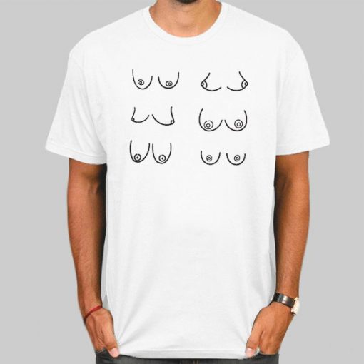 T Shirt White Funny Graphic Boob
