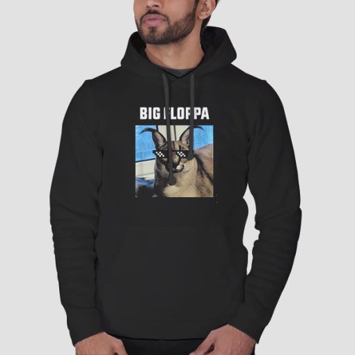 Hoodie Black Big Floppa Meme Cat