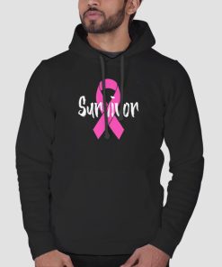 Hoodie Black Support Fight Breast Cancer Survivor