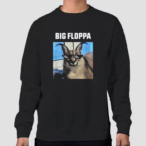 Sweatshirt Black Big Floppa Meme Cat