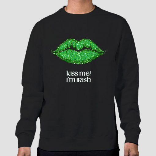 Sweatshirt Black Funny Lips Kiss Me Im Irish