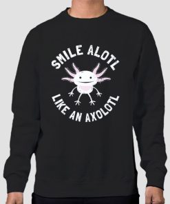 Sweatshirt Black Funny Smiling Cute Axolotl