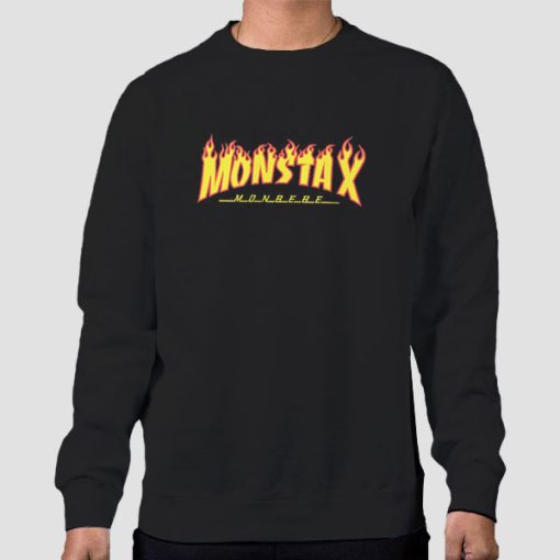 Sweatshirt Black Kpop Monsta X Merch Fire Flame