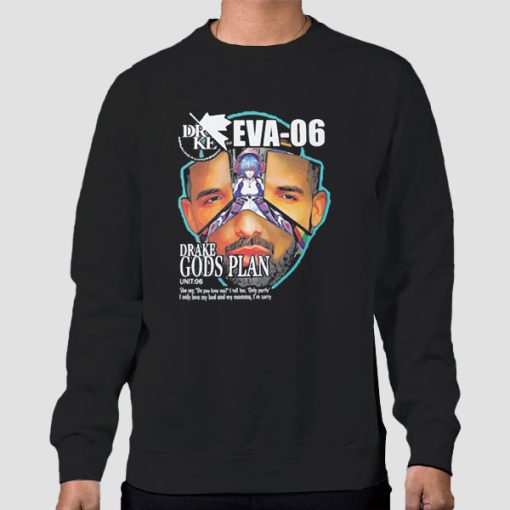 Sweatshirt Black Yes I Like God Plan Drake Evangelion