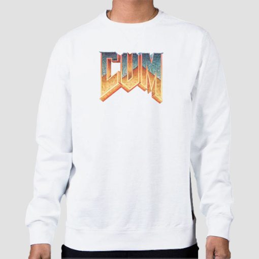 Sweatshirt White Classic Logo Doom Cum
