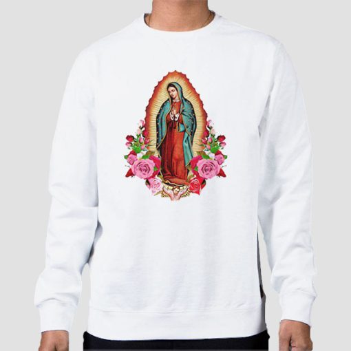 Sweatshirt White Lady Virgen De Guadalupe