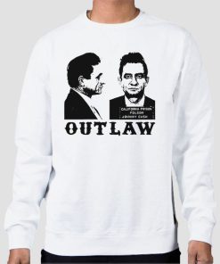 Sweatshirt White Outlaw Mugshot Johnny Cash