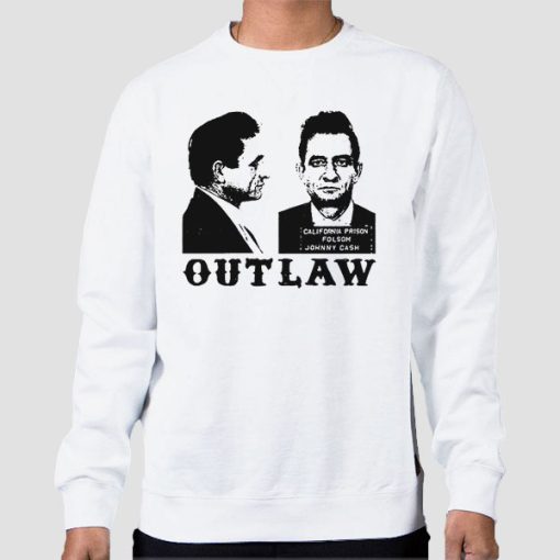 Sweatshirt White Outlaw Mugshot Johnny Cash
