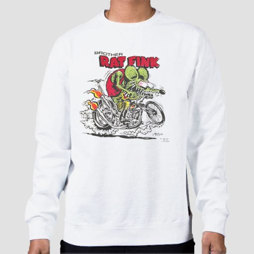 Sweatshirt White Rat Fink Motorcycle Chopper Brother