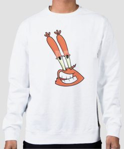Sweatshirt White Spongebob Merch Mr Krabs Face