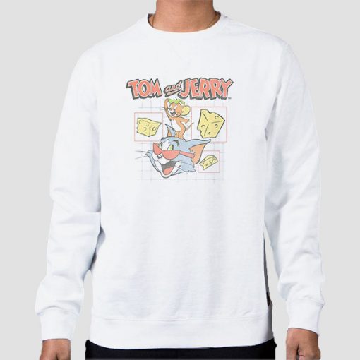 Sweatshirt White Vintage Cheese Tom and Jerry