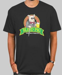 T Shirt Black Cute Logo Blind Pig