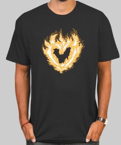 T Shirt Black Vintage Flame Heart on Fire
