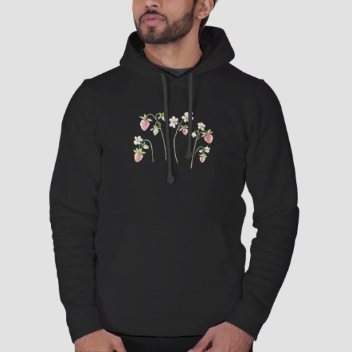 Hoodie Black Cute Graphic Fruits Strawberry