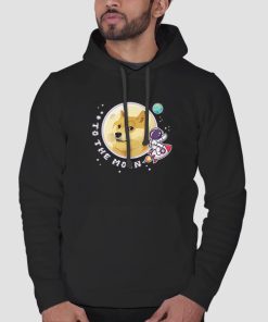 Hoodie Black Funny to the Moon Doge