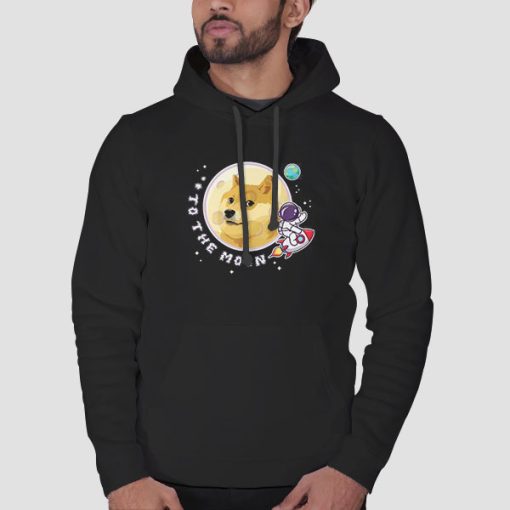 Hoodie Black Funny to the Moon Doge