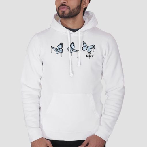 Hoodie White Blue Butterfly Bby Merch