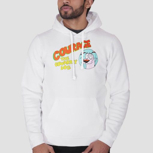 Hoodie White Funny Courage the Cowardly Dog
