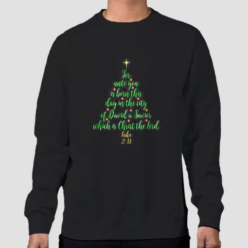 Sweatshirt Black Born a Savior Christian Christmas