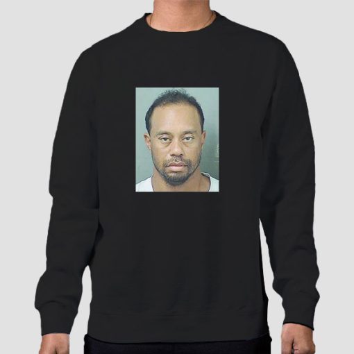 Sweatshirt Black Funny Tiger Woods Mugshot