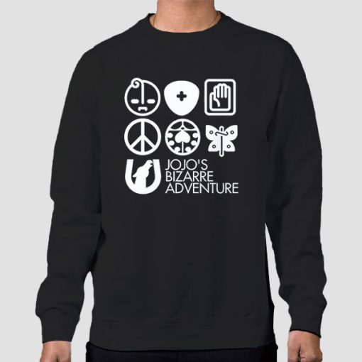 Sweatshirt Black Jojo Symbols Adventure Bizarre