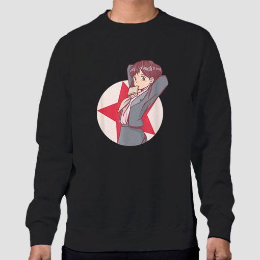 Sweatshirt Black Retro Girl Socialist Communist Anime