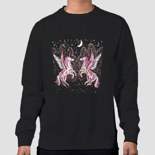 Sweatshirt Black Vintage Twin Unicorn Merch