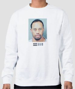 Sweatshirt White Bootleg Rap Tiger Woods Mugshot
