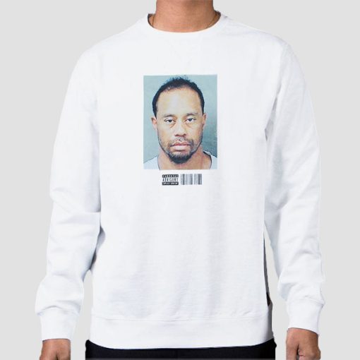 Sweatshirt White Bootleg Rap Tiger Woods Mugshot
