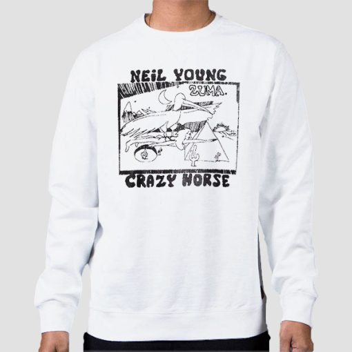 Sweatshirt White Crazy Horse Neil Young