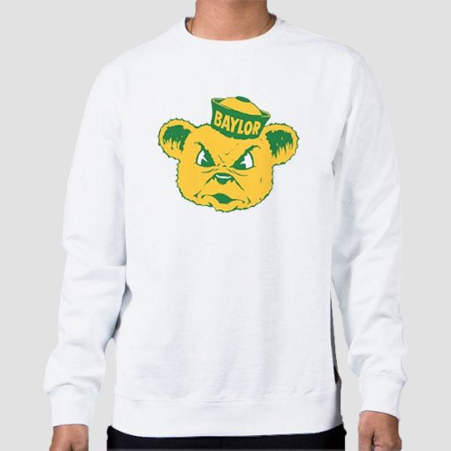 Sweatshirt White Cute Bear Mascot Baylor Merch