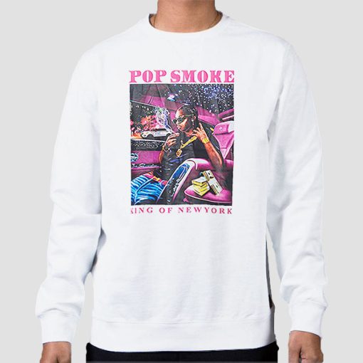 Sweatshirt White King of New York Pop Smoke Graphic