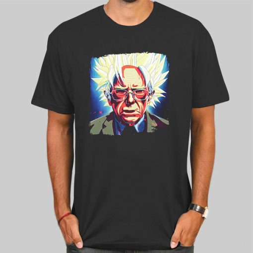 T Shirt Black Parody Bernie Sanders Saiyan