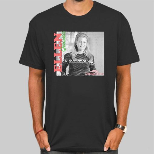 T Shirt Black Vintage Photo Ellen Christmas