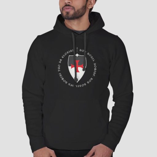 Hoodie Black Knights Templar Motto and Cross Crusader Meme