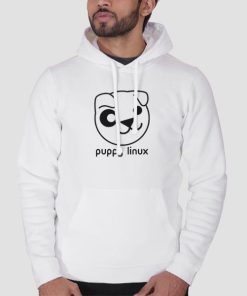 Hoodie White Funny Puppy Linux