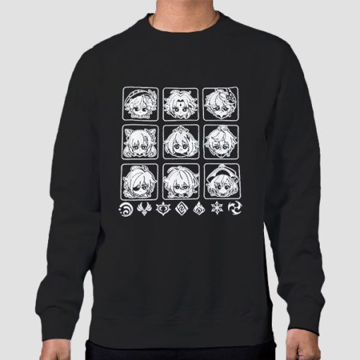 Sweatshirt Black Cartoon Genshin Impact