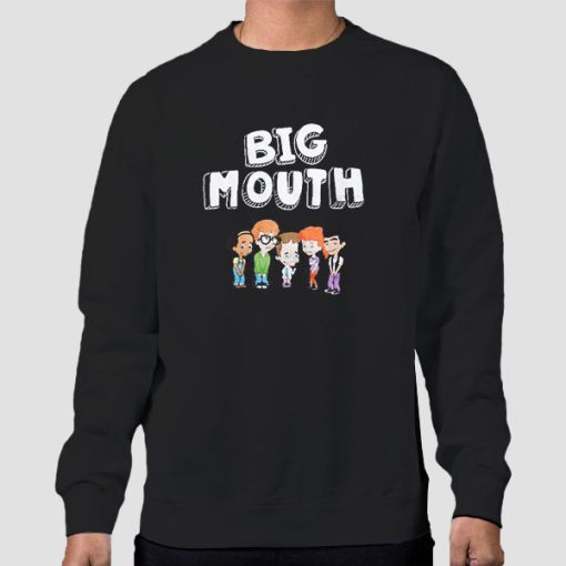 Sweatshirt Black Funny Cartoon Big Mouth Merch