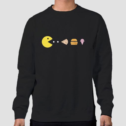 Sweatshirt Black Pacman Eating Food Graphic